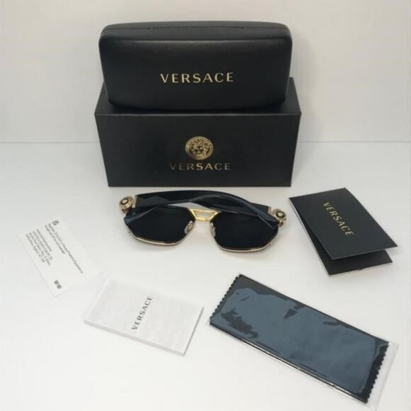 - New - 💯 Original VERSACE VE2228 100287 Dark Gray Irregular Men's Sunglas - Picture 14 of 14